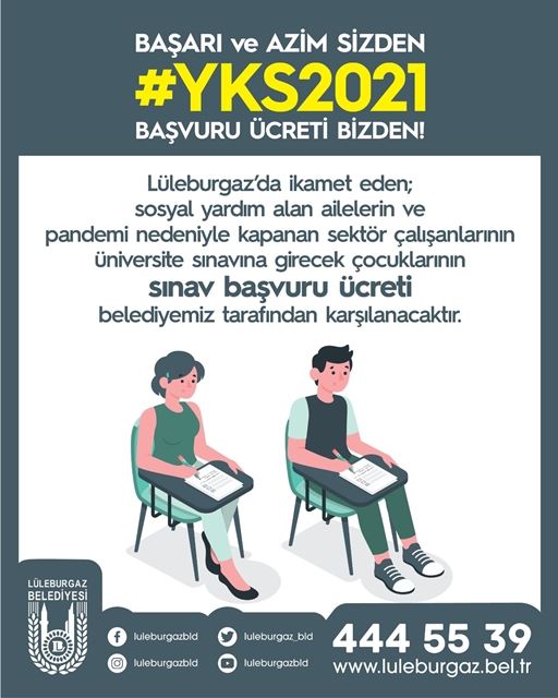 Lüleburgaz Belediyesi’nden öğrenciye YKS desteği