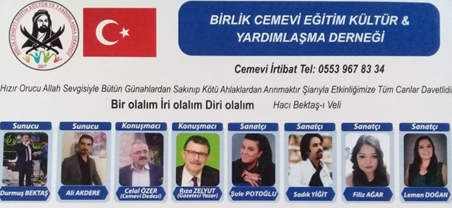Sancaktepe Birlik Cemevi Hızır Orucu etkinliği düzenliyor